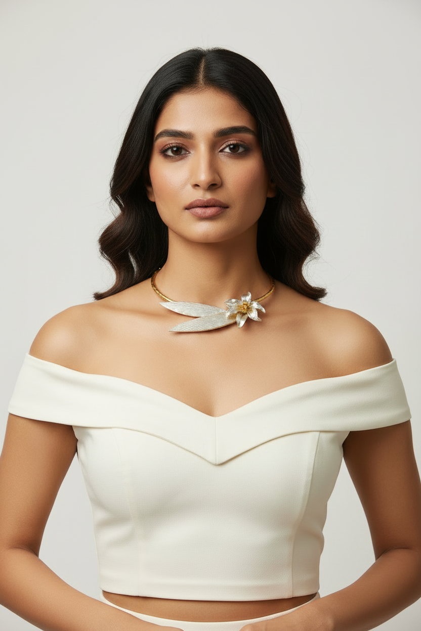 WHITE BLOOM FLORAL TATHYA NECKLACE