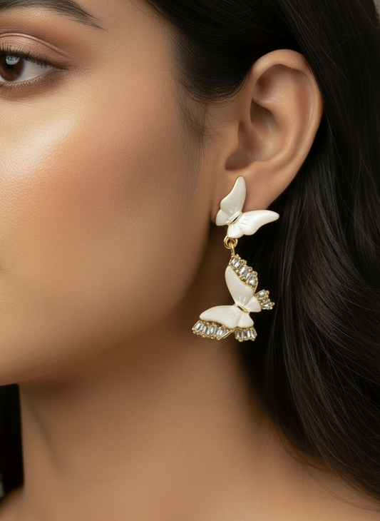 WHITE BUTTERFLY ARTIR EARRINGS