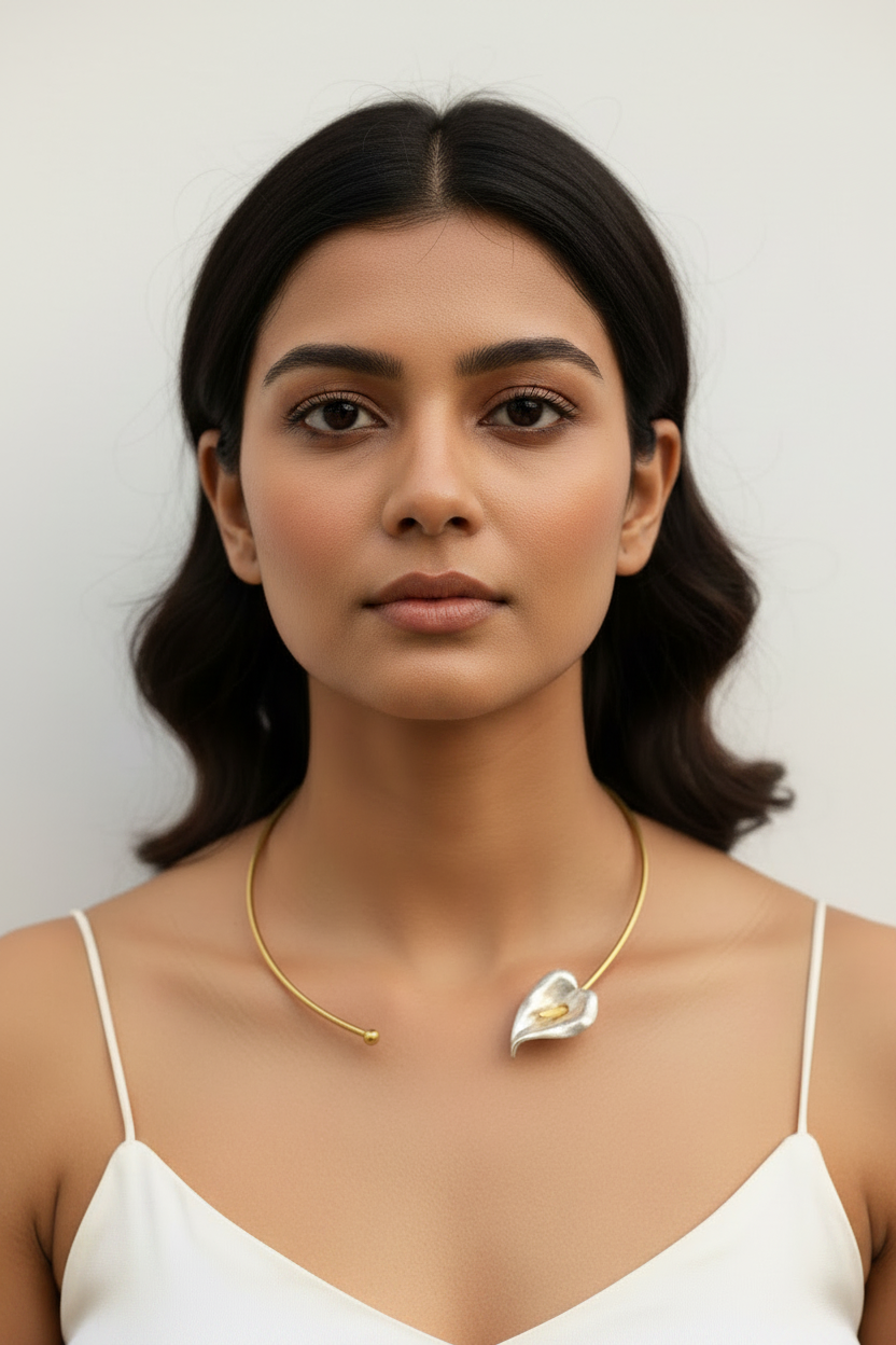 WHITE FLORAL PETAL VEERALY NECKLACE
