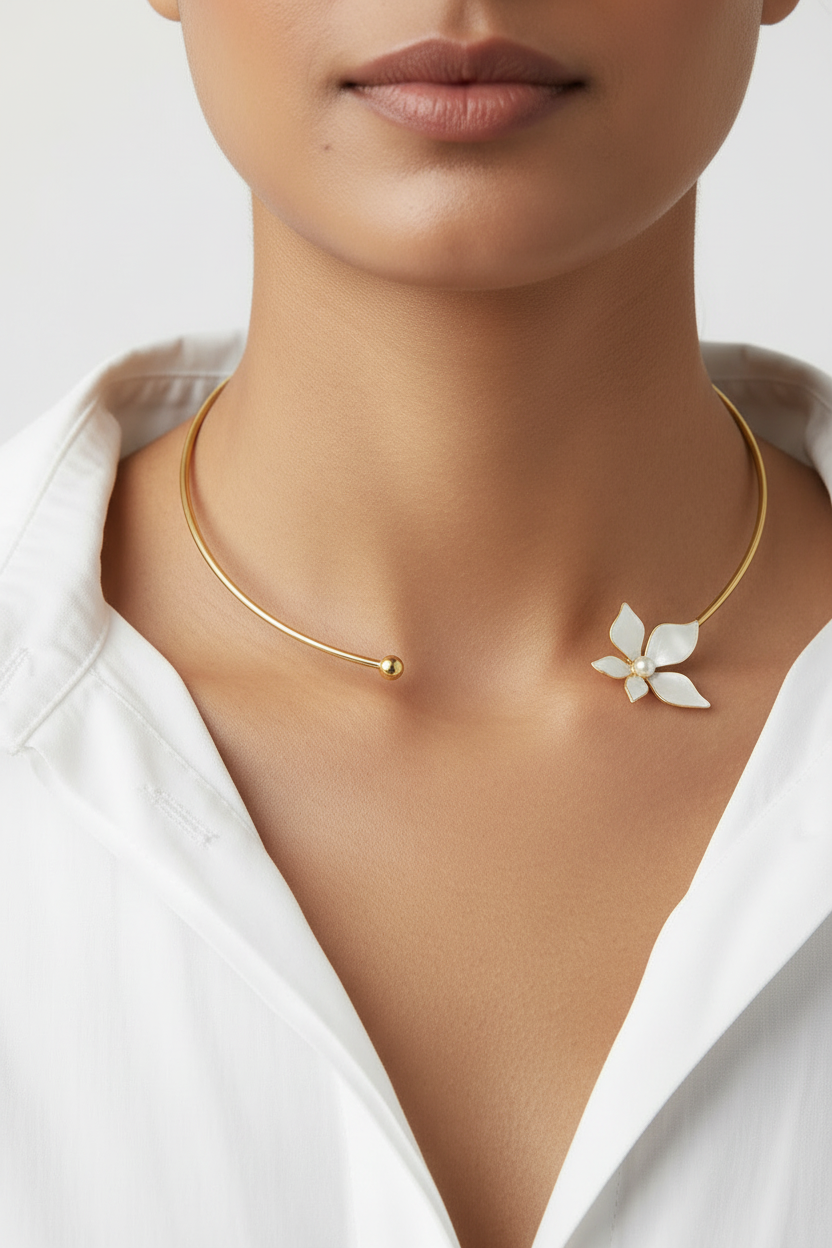 WHITE FLORAL STEVEN NECKLACE