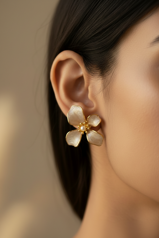 WHITE FLOWER KEEGAN EARRINGS