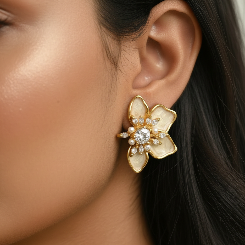 WHITE FLOWER SANTINIE EARRINGS