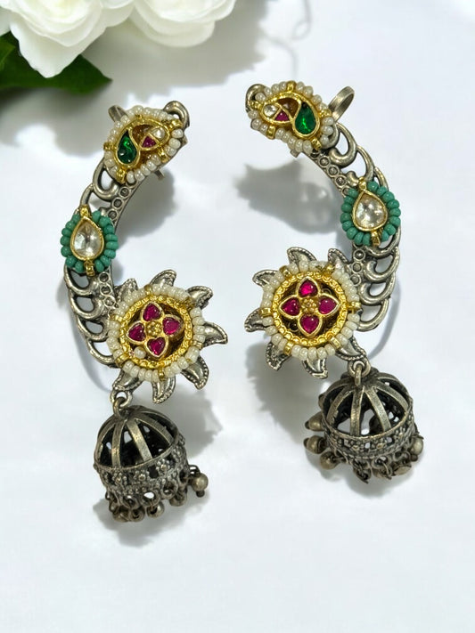 WHITE ILIANA GERMAN SILVER EAR CUFF