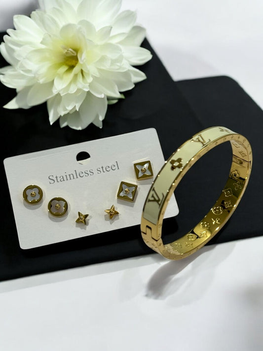 WHITE SLEY  BRACELET AND EARRING (COMBO)