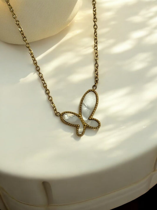 GOLDEN CHAIN WITH WHITE BUTTERFLY
