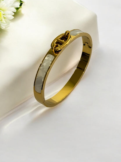 GOLDEN AND WHITE BELT TYPE BRACELET