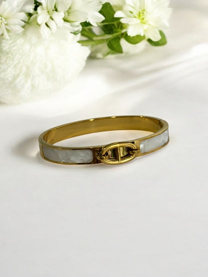 GOLDEN AND WHITE BELT TYPE BRACELET