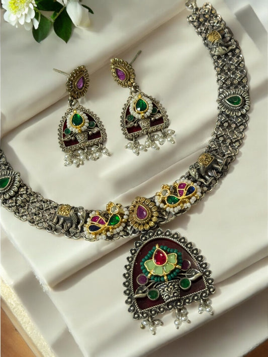 WINE ALKA GERMAN SILVER JEWELLERY SET