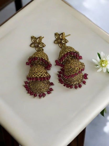 PINK VYOMESHI KUNDAN EARRINGS