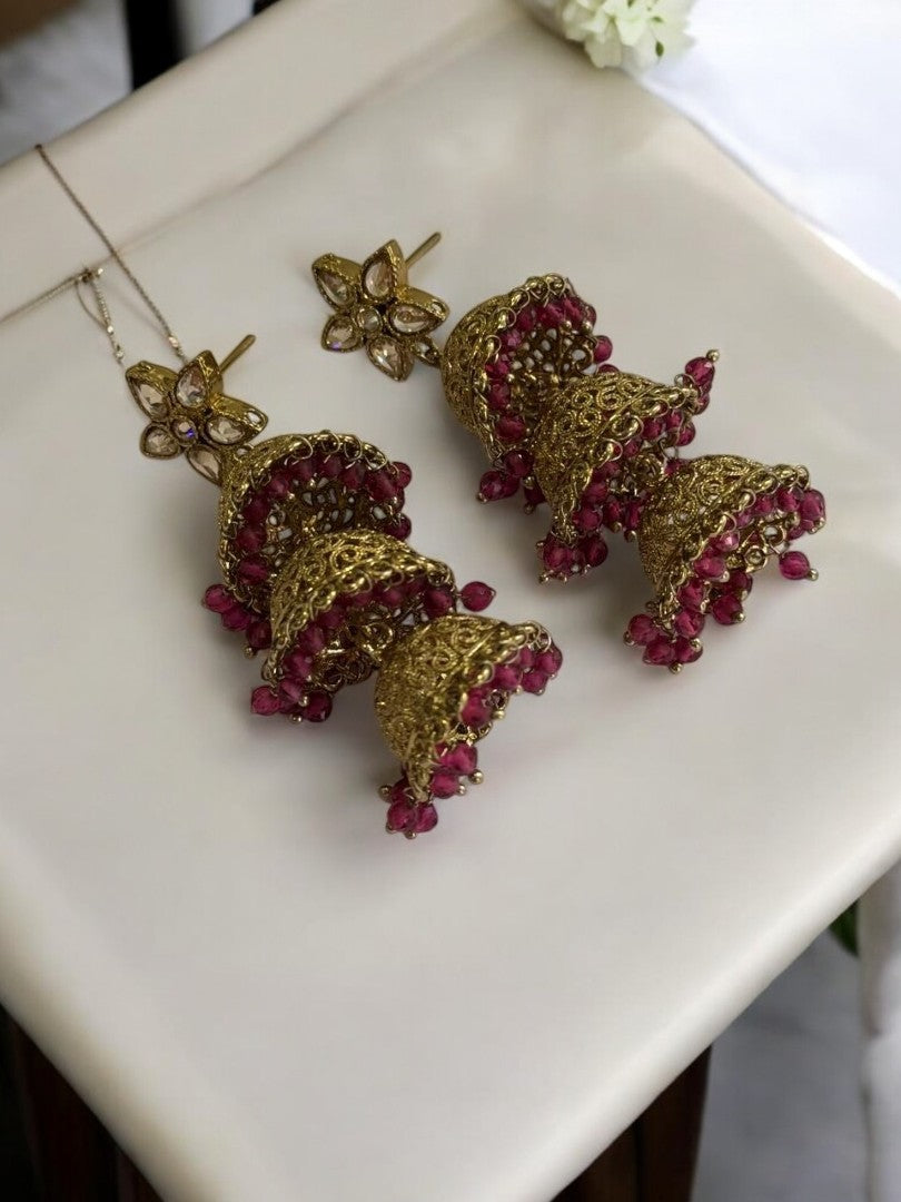 PINK VYOMESHI KUNDAN EARRINGS