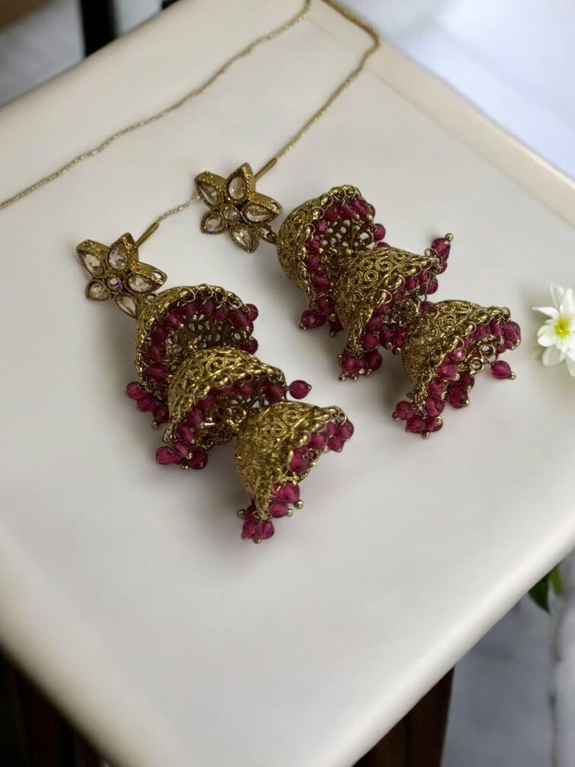 PINK VYOMESHI KUNDAN EARRINGS