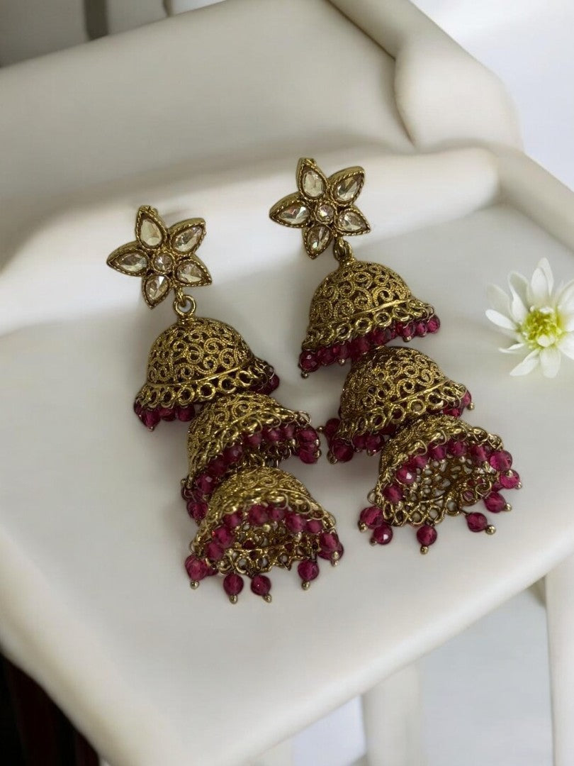PINK VYOMESHI KUNDAN EARRINGS