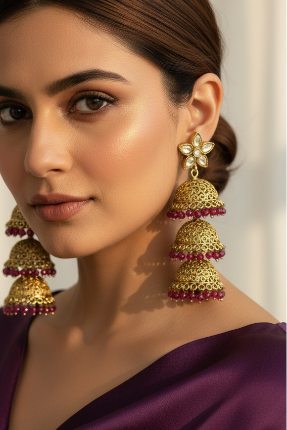 PINK VYOMESHI KUNDAN EARRINGS