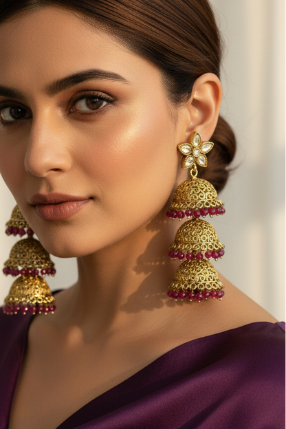 PINK VYOMESHI KUNDAN EARRINGS