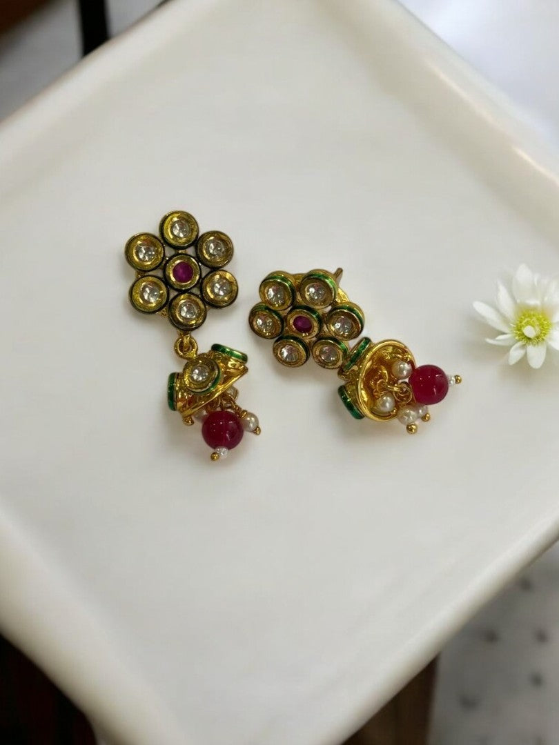 RUBY ARNAVEKSHA KUNDAN EARRINGS