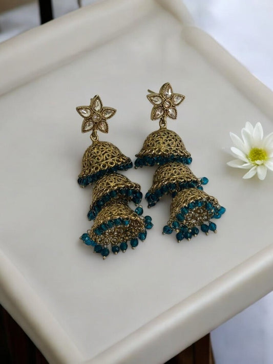 BLUE VYOMESHI KUNDAN EARRINGS