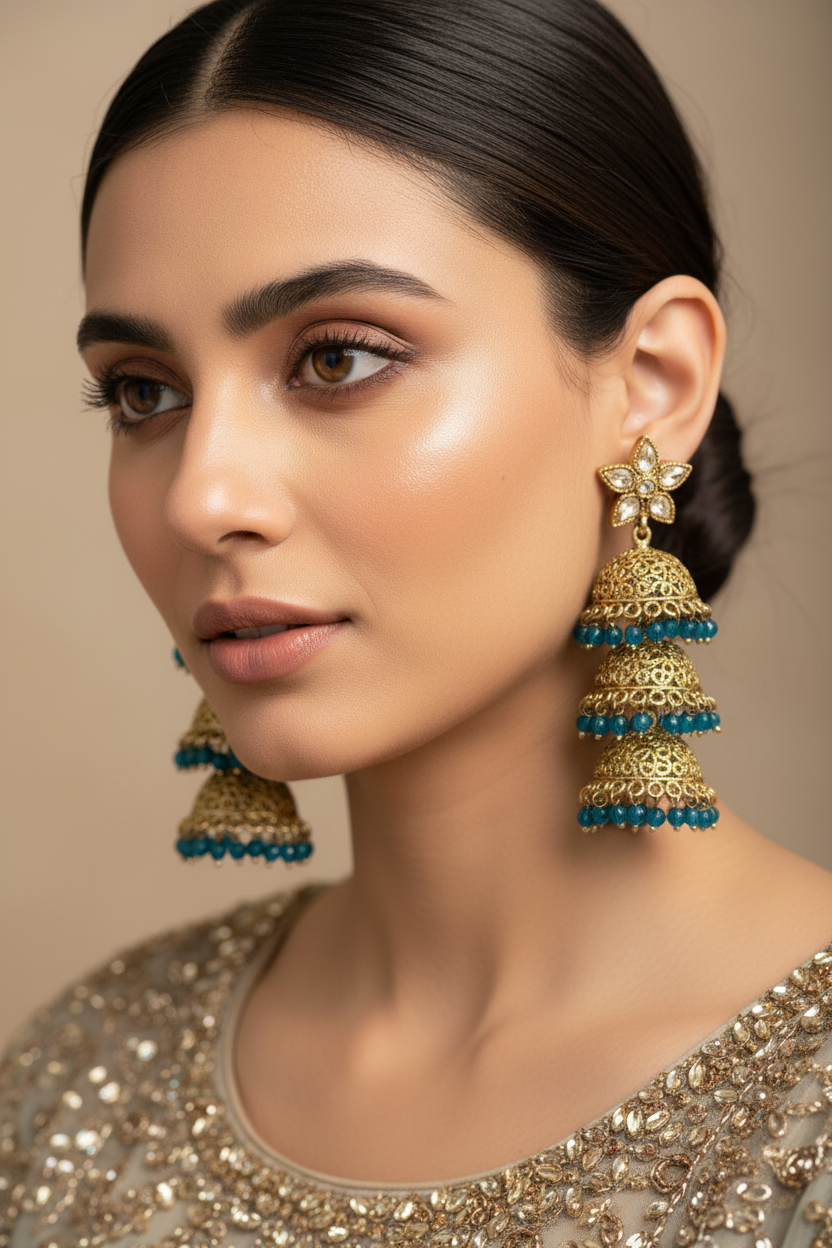 BLUE VYOMESHI KUNDAN EARRINGS