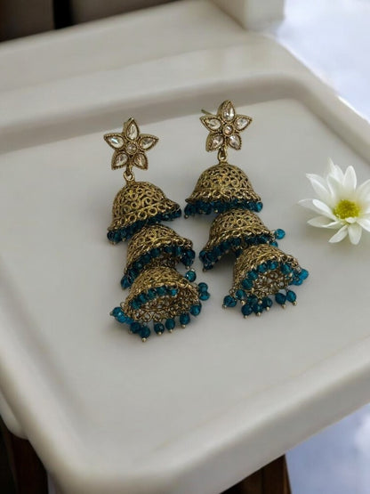 BLUE VYOMESHI KUNDAN EARRINGS