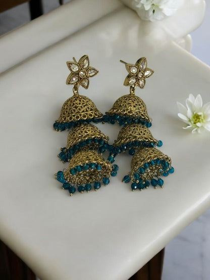 BLUE VYOMESHI KUNDAN EARRINGS
