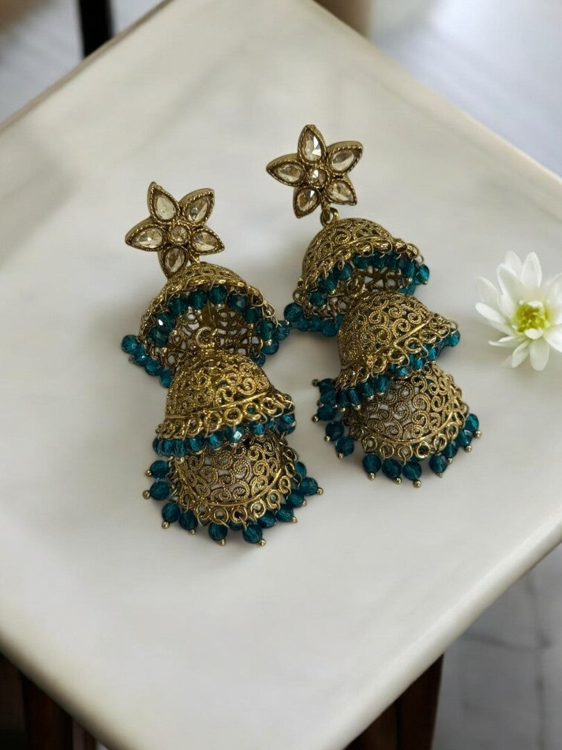 BLUE VYOMESHI KUNDAN EARRINGS