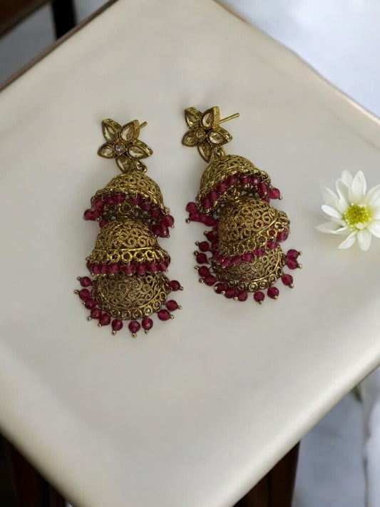 PINK VYOMESHI KUNDAN EARRINGS