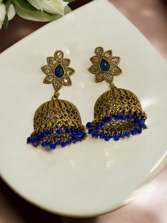 BLUE HEMRAKSHI KUNDAN EARRINGS