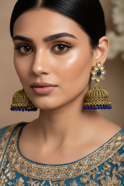 BLUE HEMRAKSHI KUNDAN EARRINGS