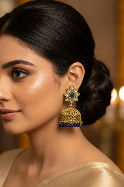 BLUE HEMRAKSHI KUNDAN EARRINGS