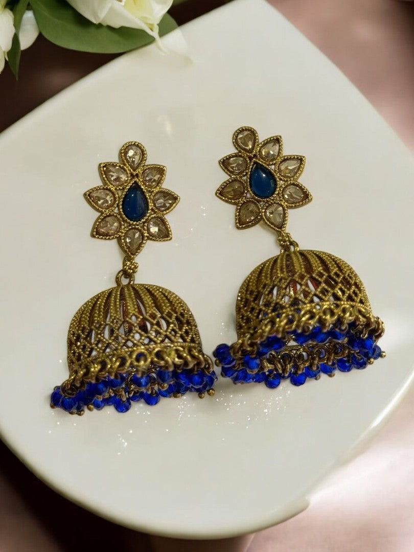 BLUE HEMRAKSHI KUNDAN EARRINGS