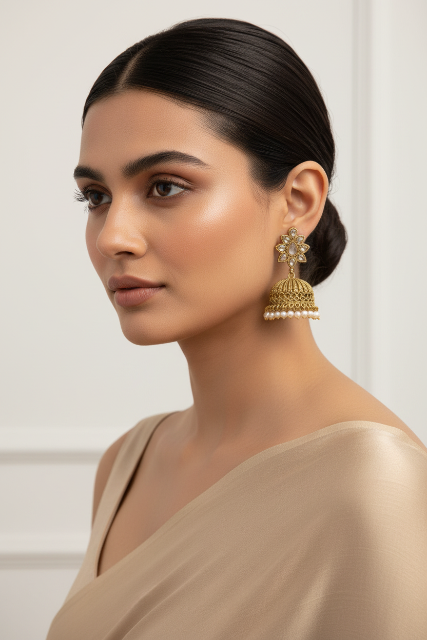 LIGHT PURPLE HEMRAKSHI KUNDAN EARRINGS