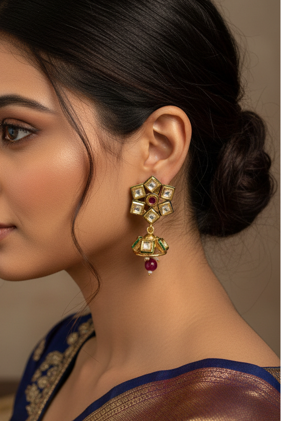 RUBY VEKSHA KUNDAN EARRINGS