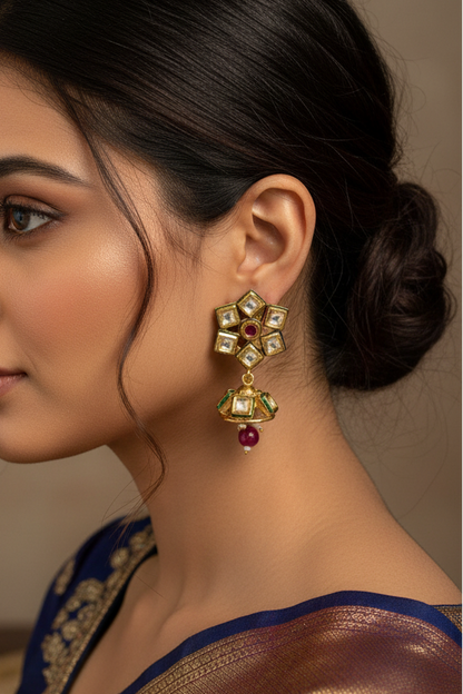 RUBY VEKSHA KUNDAN EARRINGS