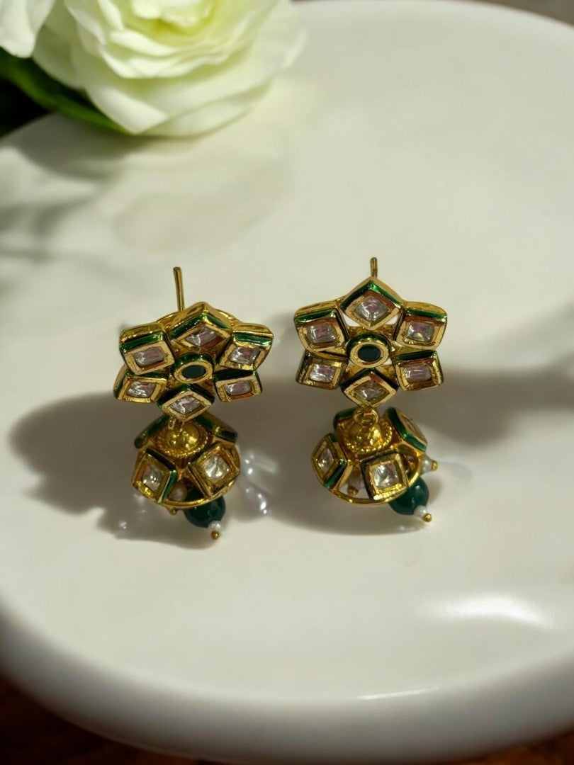 GREEN VEKSHA KUNDAN EARRINGS