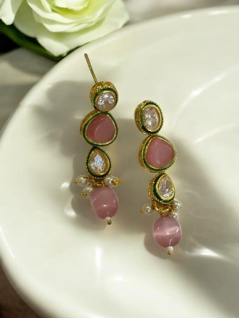 PINK POPPY KUNDAN EARRINGS