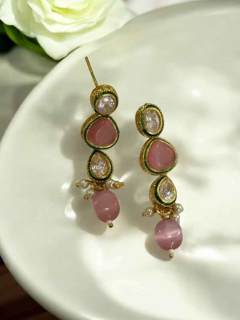 PINK POPPY KUNDAN EARRINGS