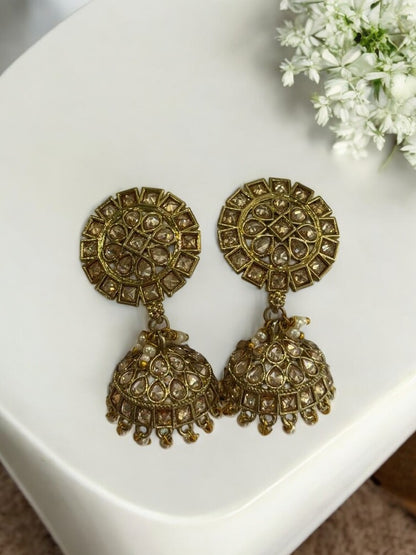 GOLDEN DEVKASHI KUNDAN EARRINGS