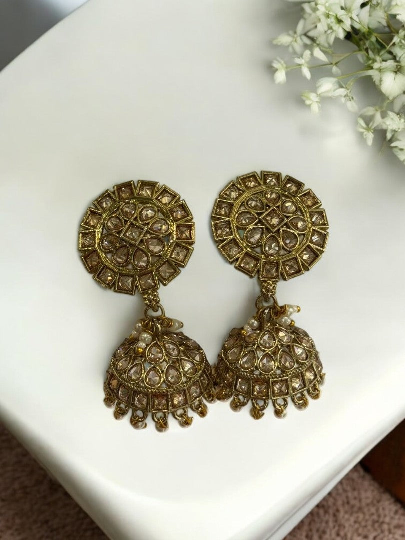 GOLDEN DEVKASHI KUNDAN EARRINGS