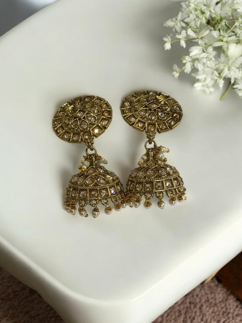 GOLDEN DEVKASHI KUNDAN EARRINGS