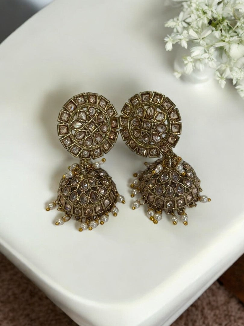 GOLDEN DEVKASHI KUNDAN EARRINGS