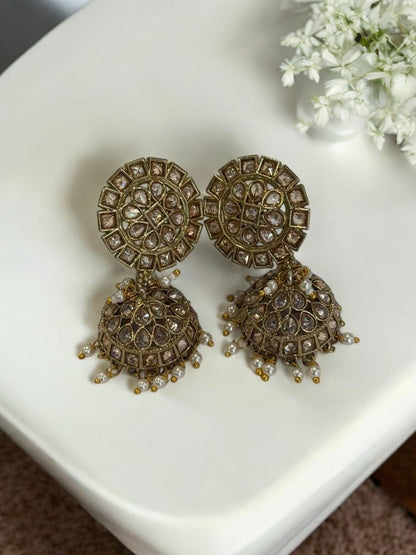 GOLDEN DEVKASHI KUNDAN EARRINGS
