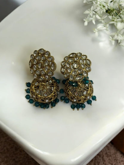 GREEN DEVKASHI KUNDAN EARRINGS