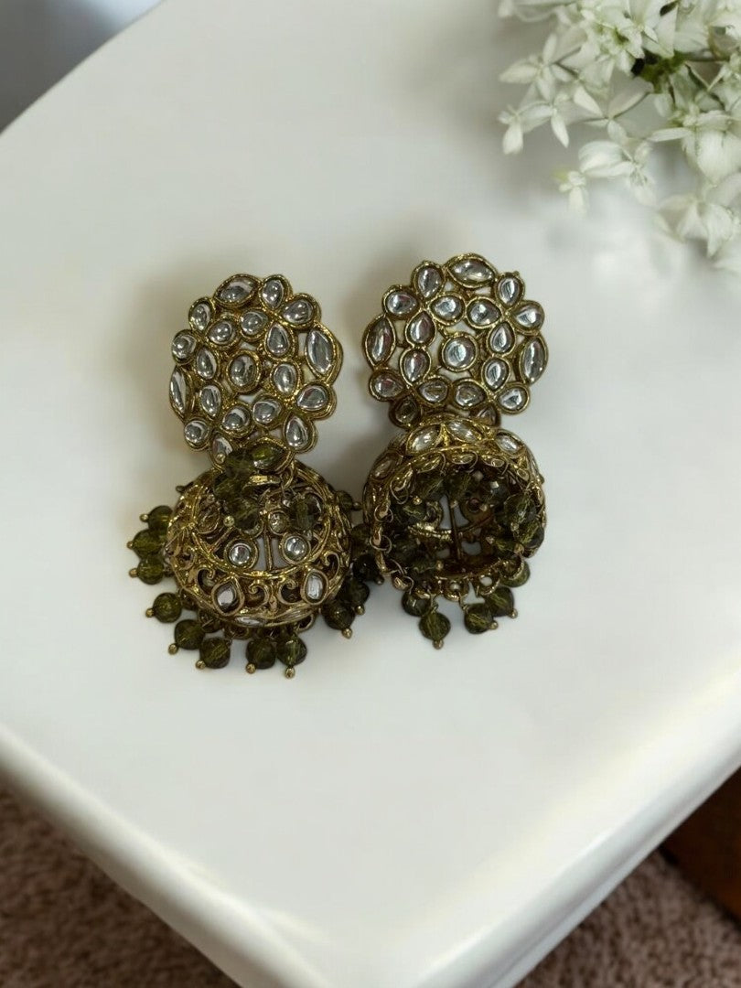 BLACK DEVKASHI KUNDAN EARRINGS