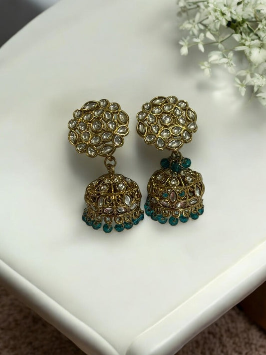 GREEN DEVKASHI KUNDAN EARRINGS