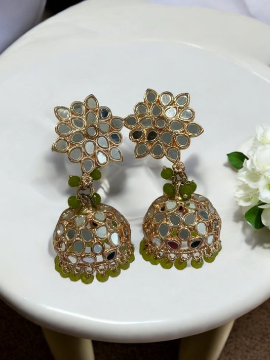LIGHT GREEN DITYASHI KUNDAN EARRINGS