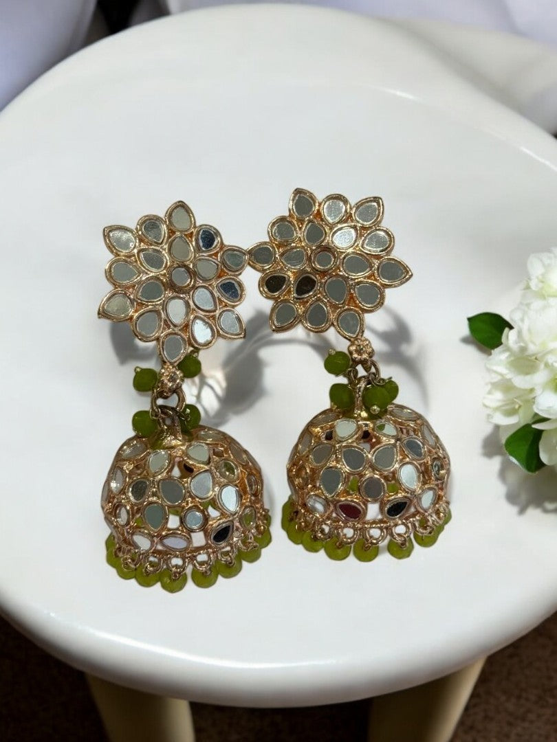 LIGHT GREEN DITYASHI KUNDAN EARRINGS
