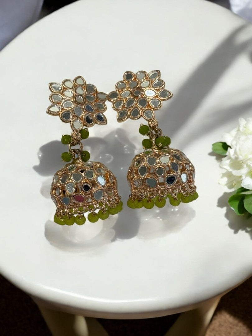 LIGHT GREEN DITYASHI KUNDAN EARRINGS