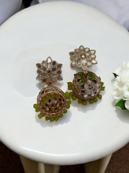 LIGHT GREEN DITYASHI KUNDAN EARRINGS