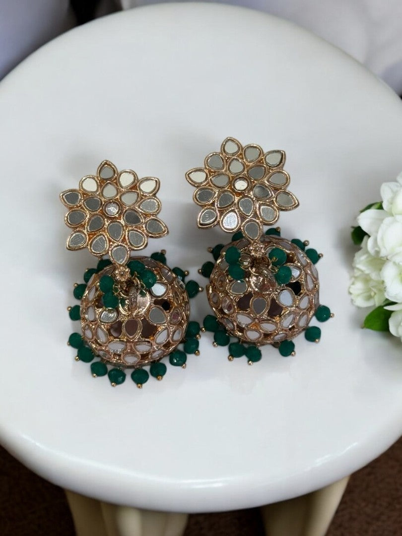 GREEN DITYASHI KUNDAN EARRINGS