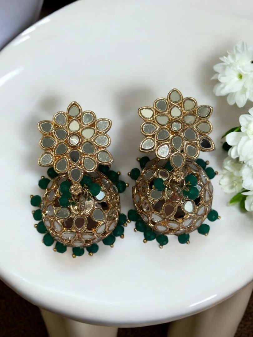 GREEN DITYASHI KUNDAN EARRINGS