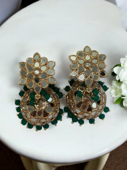GREEN DITYASHI KUNDAN EARRINGS